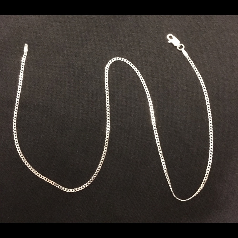 Solid Silver Chain Cuban Curb 16in 2mm .925 Italy